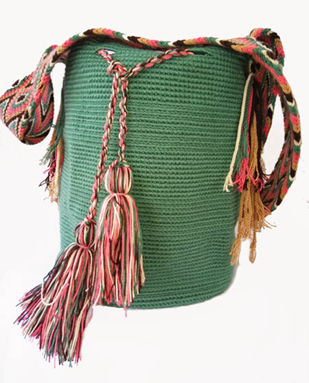 Solid color Wayuu Mochila Bags - Mint Green Wayuu Mochila