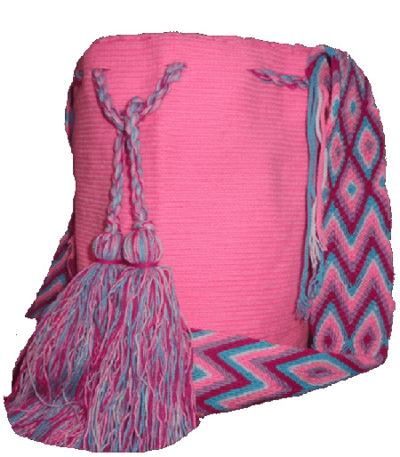 Solid color Wayuu Mochila Bags - Pink Wayuu Mochila
