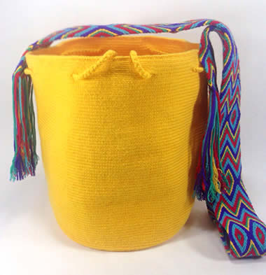 Solid color Wayuu Mochila Bags - Yellow Wayuu Mochila