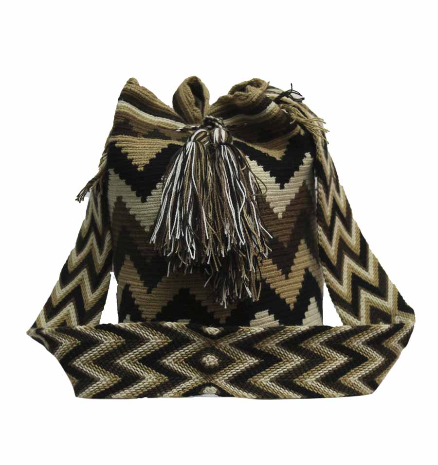 Colombian Wayuu Mochila Bags Online sale - Wayuu Mochila Bag in brown and beige