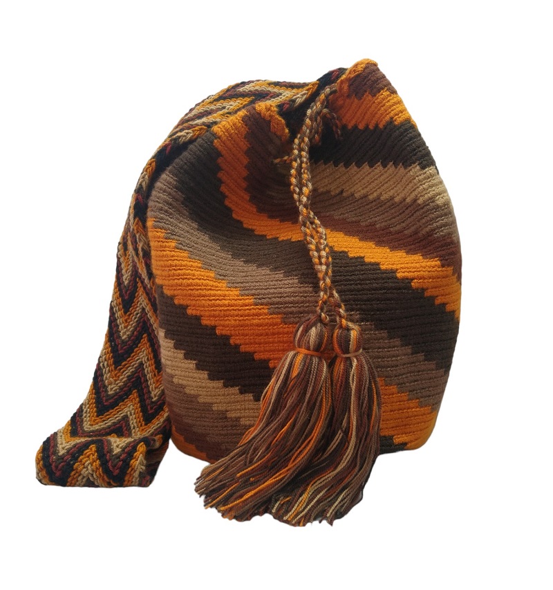 Colombian Wayuu Mochila Bags - Wayuu Mochila bag in earth and brown colors