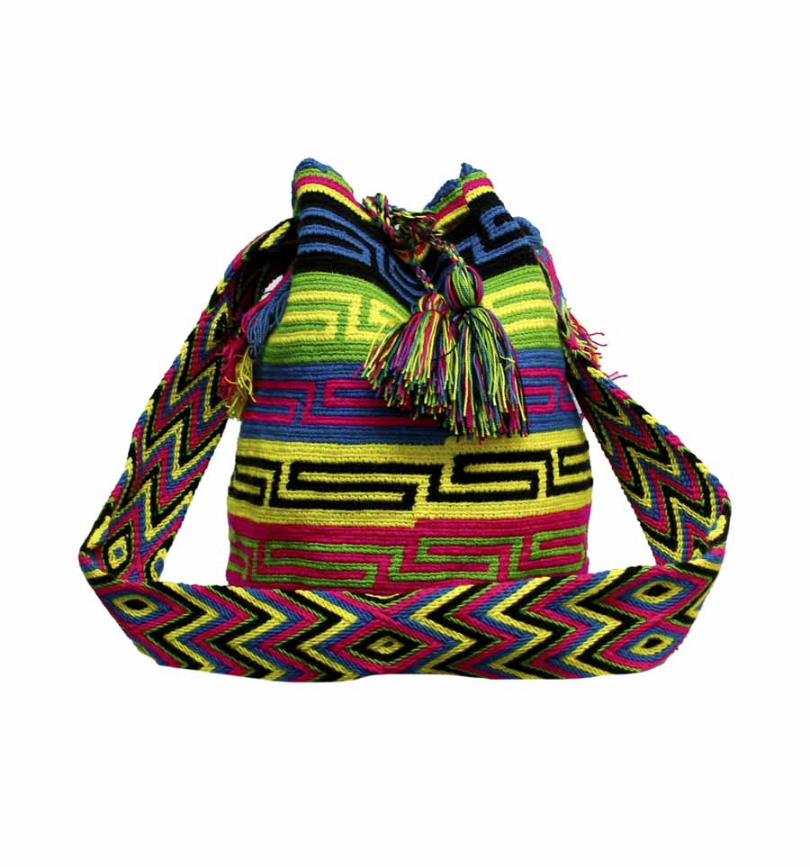 Colombian Wayuu Mochila Bags Online sale - Wayuu Mochila Bag fuchsia blue and green