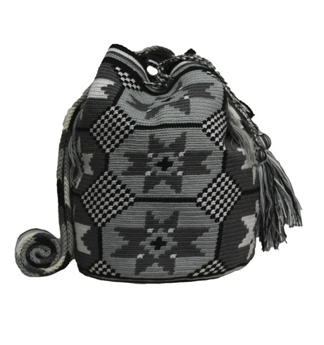 Colombian Wayuu Mochila Bags - Wayuu Mochila Bag in gray colors