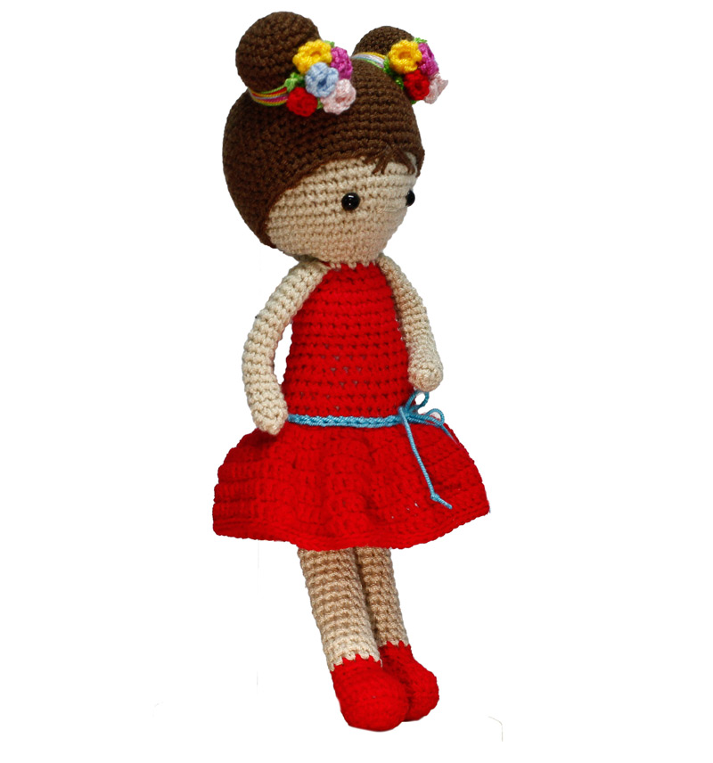 Muñecos y Muñecas Amigurumi - Muñeca Amigurumi vestido rojo