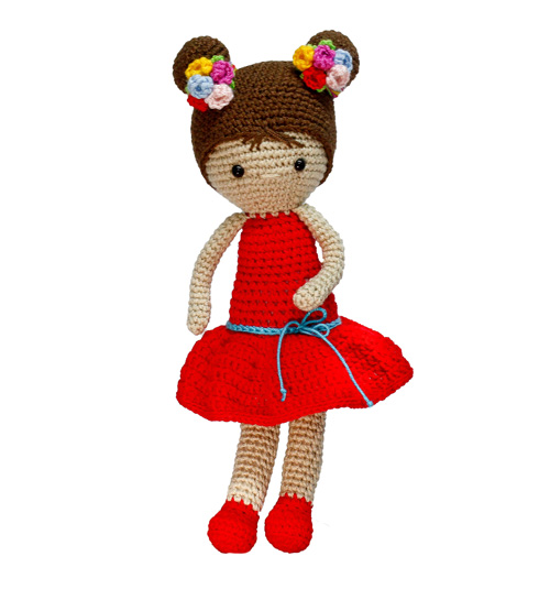 Muñecos y Muñecas Amigurumi - Muñeca Amigurumi vestido rojo