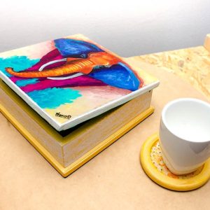 Cofre hecho en madera MDF diseño elefante 3 Cofre madera motivo elefante