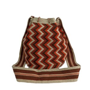 Bolso Wayuu Mediano un hilo 2 mochila wayuu un hilo colores tierra
