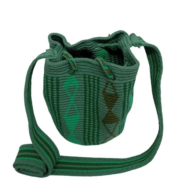 mochila wayuu guajira un hilo pequena verde