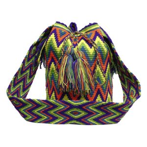 Mochila Wayuu colors green blue purple orange