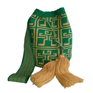 Mochila Wayuu fina verde gasa paleteada 2 mochila wayuu bag green premium strap