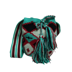 Mochila Wayuu mini un hilo rombos Aguamarina 2 mochila wayuu mini bag aquamarine