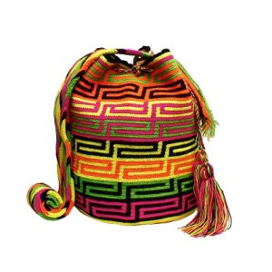Mochila Wayuu en amarillo, fucsia, verde y naranja