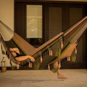 Hamaca tipo Chinchorro Verde y Beige 2 Hammock chichorro colores green beige