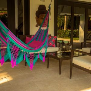 Hamaca Chinchorro azul, fucsia y rosado 2 hammock chichorro color blue pink fuchsia