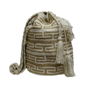 mochila wayuu cristales blanco beige