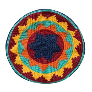 Mochila Wayuu colombiana colores azul, amarillo y naranja 3 19