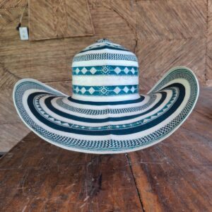Sombrero vueltiao colombiano 19 vueltas verde Nacional 3 Colombian Vueltiao Hat 19 pairs with green stripes